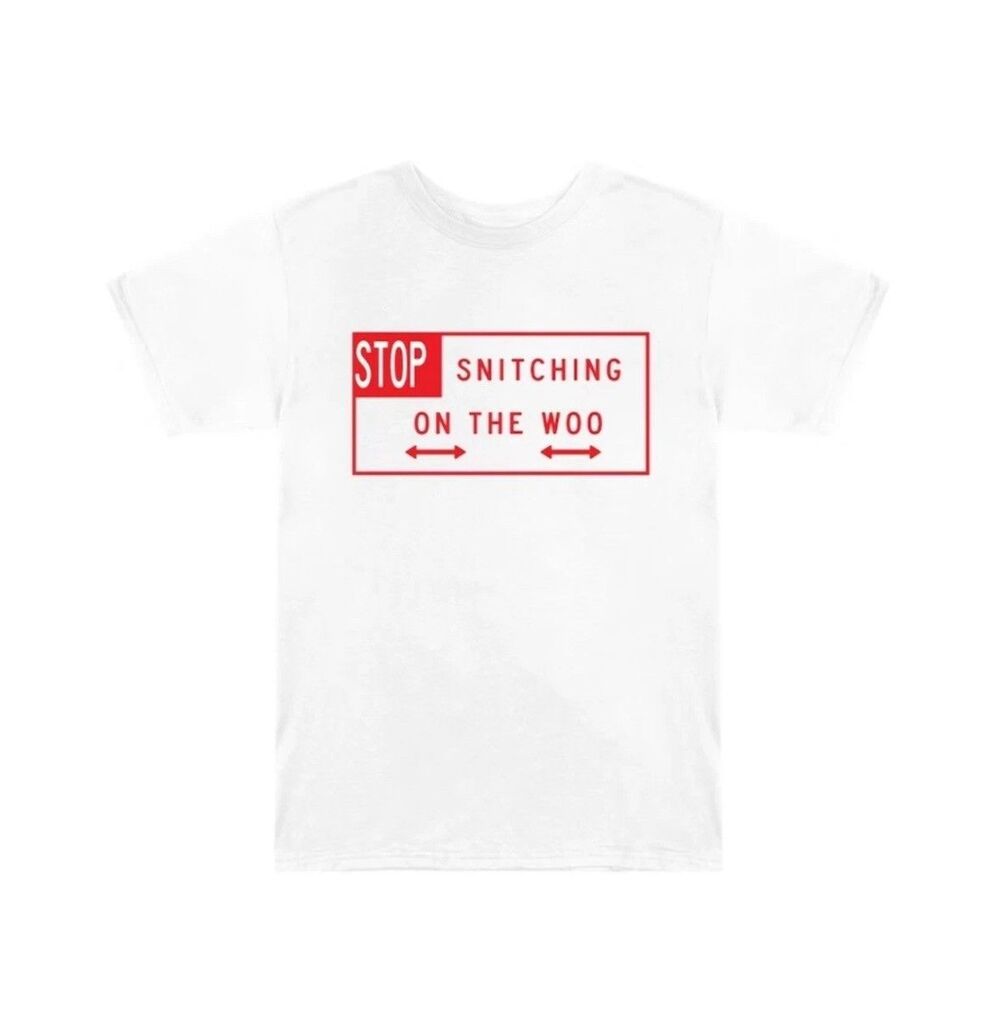 Pop Smoke x Vlone Stop Snitching T-shirt White/Red size small  100% AUTHENTIC